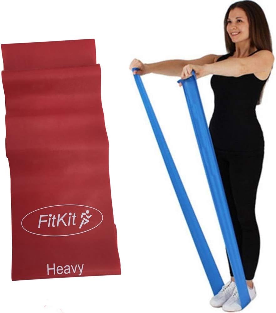 FitKit Resistance Exercise Band - 1.2M - Pilates Strength Conditioning Yoga Insanity P90X - 1 BAND (Red - Heavy Resistance, 1.2 Metres)