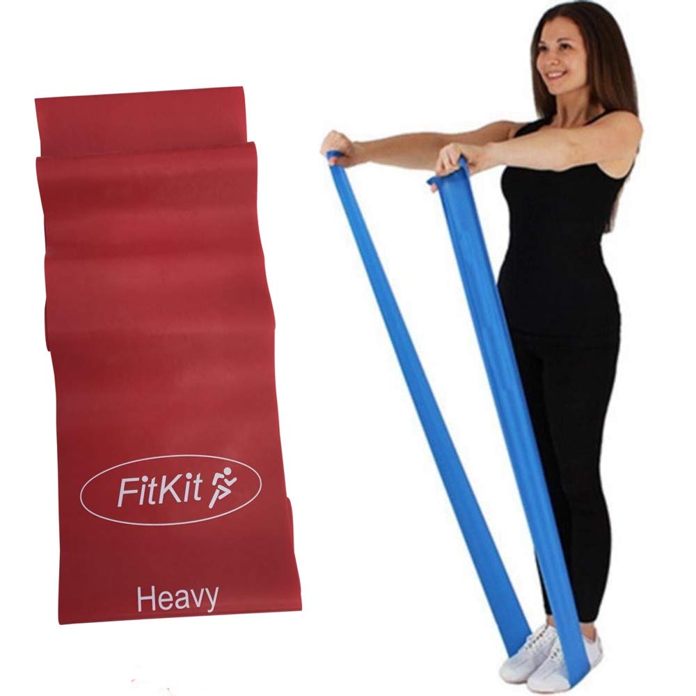 FitKit Resistance Exercise Band - 1.2M - Pilates Strength Conditioning Yoga Insanity P90X – 1 BAND (Red - Heavy Resistance, 1.2 Metres)