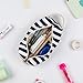 JEMIA Single Compartments Collection 1 Independent Zipper Chambers with Handle Strap Carrying Case (Blue White Stripes, Canvas, Large)