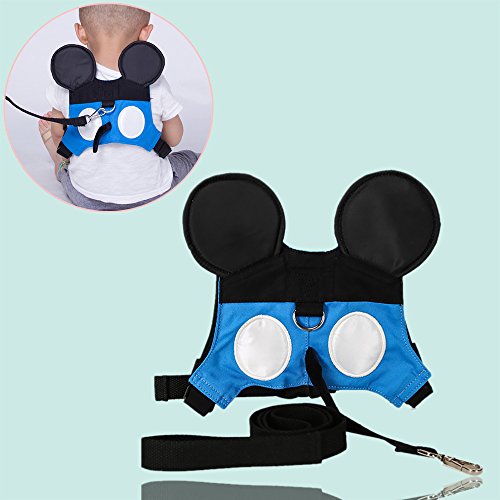 MPAYIXUNGS Baby Safety walking Harness-Child Toddler Anti-lost Belt Harness Reins Toddler Anti-lost Belt with Safety Leash Mini Strap for Boys and Girls (Blue) QE00-4