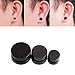 Evelin LEE 2Pair Unisex Punk Style Round Magnetic Fake Plugs Non-Piercing Clip On Stud Earrings (2pair/lot, Black 8mm)