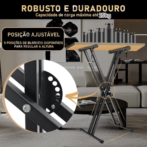 Suporte Piano, Suporte para Teclado, Suporte Teclado Musical, Suporte Teclado Musical Estante Pedestal, Suporte Teclado e Piano, Dobrável e Regulável em Altura, Suporte para Teclado Musical