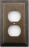 Classic Accents Deco Aged Antique Brass One Gang Duplex Outlet Wall Plate