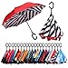 BAGAIL Double Layer Inverted Umbrella Reverse Folding Umbrellas Windproof UV Protection Big Straight Umbrella for Car Rain Outdoor with C-Shaped Handle (Stripe)
