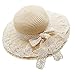 Bienvenu Little Girl Kids Summer Straw Hat Wide Brim Floppy Beach Sun Visor Hat,Beige