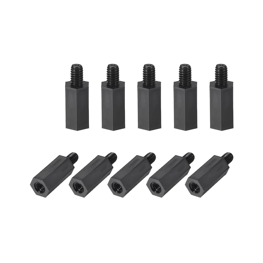 sourcing map M4x15mm+6mm Male-Female Hex Nylon PCB Motherboard Spacer Standoff for FPV Drone Quadcopter, Computer & Circuit Board Black 150pcs