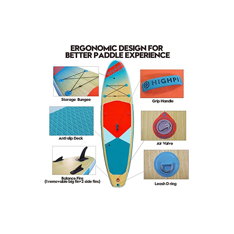 Highpi Inflatable Stand Up Paddle Board 11’x33”x6”W Premium SUP