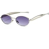 EYLRIM Retro Gold Oval Sunglasses for Women Men Trendy Metal Frame Sun Glasses UV400 Protection