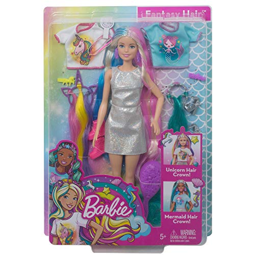 Barbie-Puppe, Einhorn-Barbie-Puppe mit Meerjungfrauenhaar und Einhorn-Haarkrönchen, Barbie-Accessoires, Barbie-Puppe inklusive, Geschenke für Kinder ab 3 Jahren,GHN04 – Bild 7