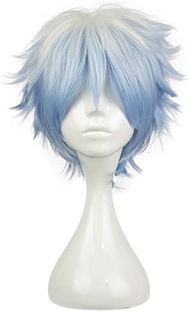 Amazon Qianzicai アニメcosウィッグ ブルーグレーグラデーションカラーショートストレートヘアアニメコスプレウィッグ ヘアツール Qianzicai ビューティー 通販 Amazon Qianzicai アニメcosウィッグ ブルーグレーグラデーションカラーショートストレートヘアアニメコスプレウィッグ ヘアツール Qianzicai ビューティー 通販