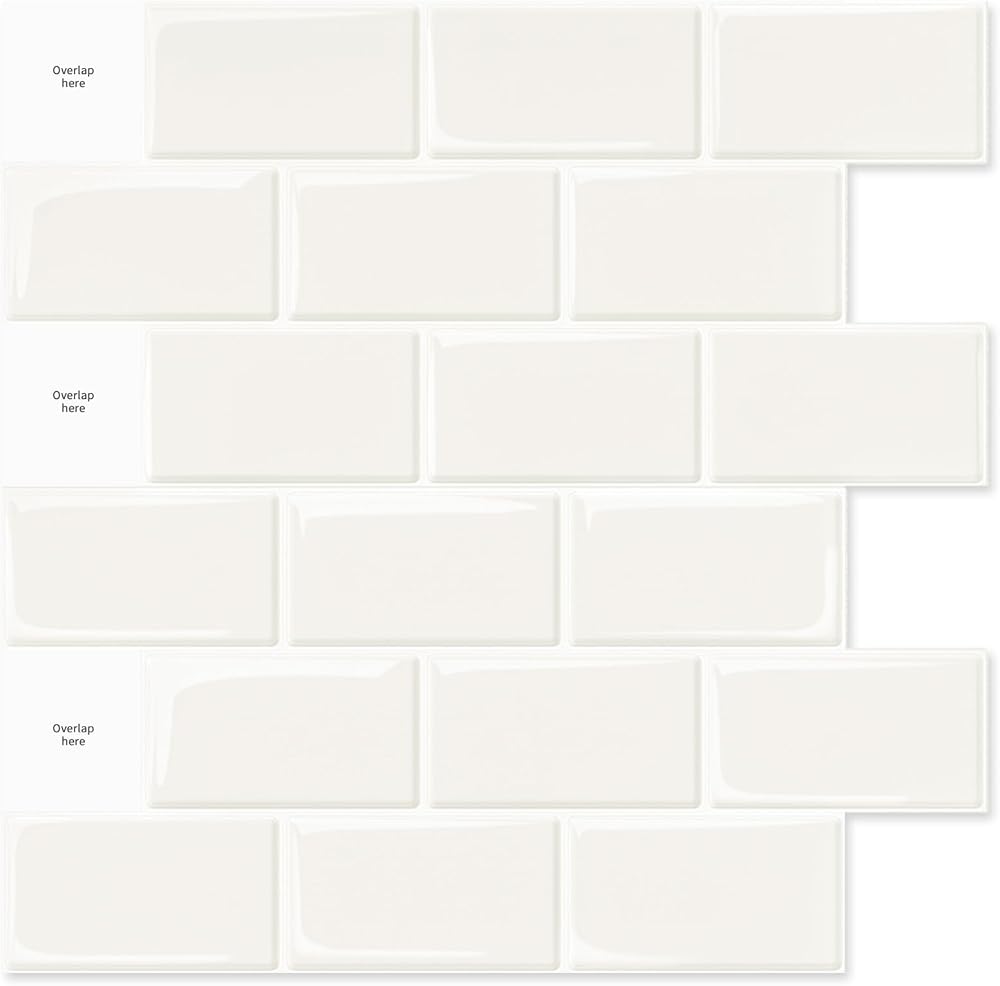 Art3d 10-Sheets Peel and Stick Tile Backsplash 12"x12" White PU Resin Kitchen