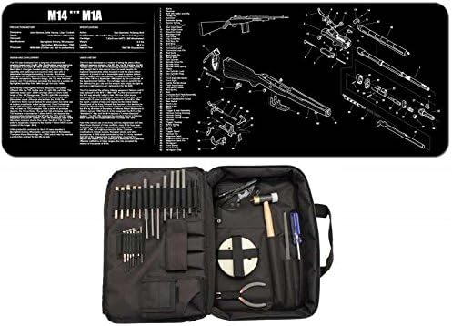 NCSTAR TGSETK Essential Complete Armorers Gunsmith Tool Kit + Ultimate Arms Gear Black Cleaning Work Tool Bench Gun Mat For The M14 M1A Rifle