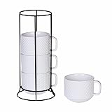 Buyajuju Porcelain Stackable Coffee Mugs Set of 4