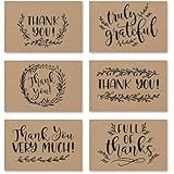 24 Rustic Kraft Thank You Cards With Envelopes, Great Note For Adult Funeral Sympathy or Gift Gratitude Supplies For Grad, Birthday, Baby or Country Bridal Wedding Shower For Western Boy or Girl