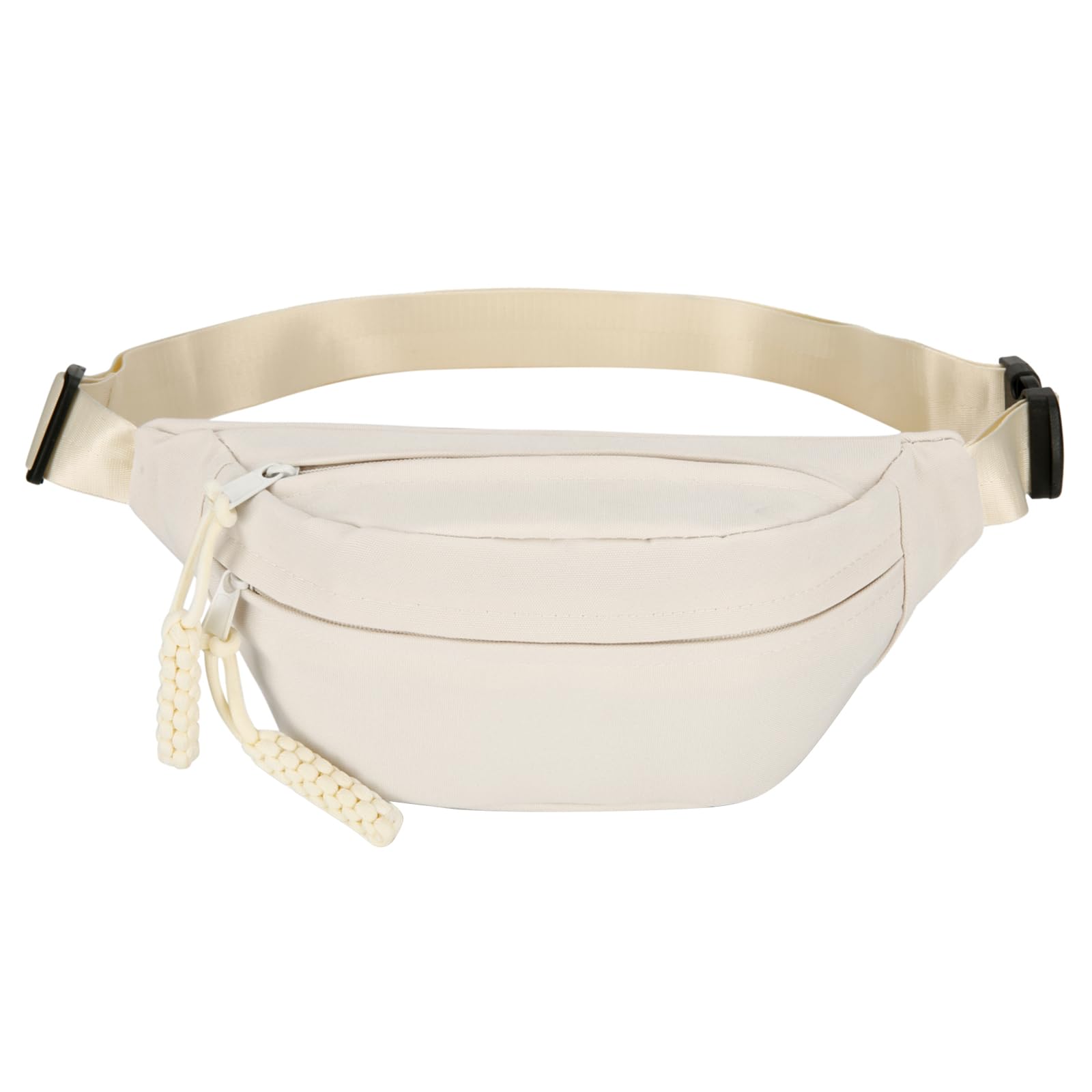 Long Keeper Bum Bag Waist Fanny Pack for Women Men Fashion Waist Packs Bumbag Cross Body Adjustable Travel Waist Bag Large Pockets for Running Hiking Outdoor (Beige)