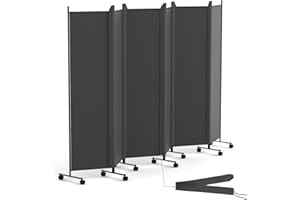 OUDUCK 6 Panel Room Divider Folding Privacy Screen, Freestanding Room Partition with Lockable Wheels, Portable Wall Divider f