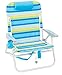 RIO beach Big Boy Folding 13 Inch High Seat Backpack Beach or Camping Chair, Blue/Green Stripe