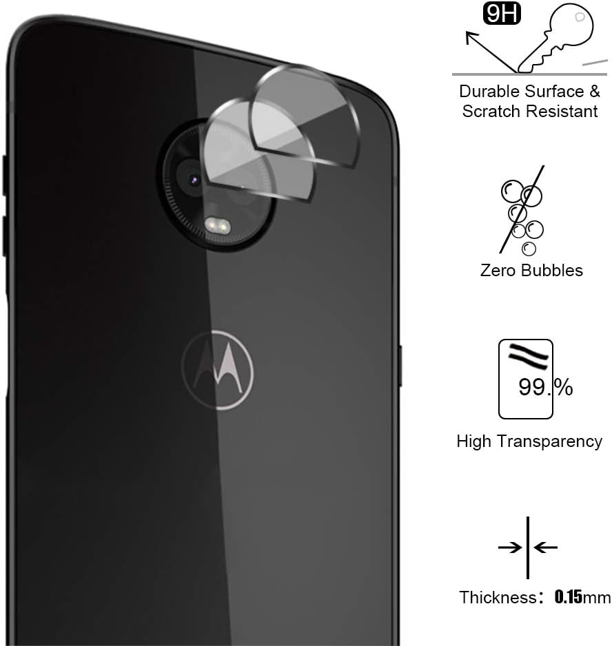 Siumir 2 x Pack Back Camera Lens Protector for Motorola Moto Z3 Play 6.0 Inch Anti-Scratch Camera Lens Flexible Tempered Glass Protector Film