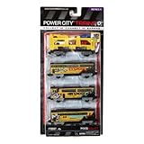 Jakks Pacific Year 2013 Power City Trains Series 4 Pack Train Accessory Set - Motocross International Tour MXS BULLET with Vehicle Transport Freight Car with 3 Removable Cars and 1 Pick-Up Plus 3 Passenger Transport Cars