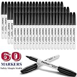 Keebor Basic Advanced Permanent Markers, Fine Point, Black, 60-Pack