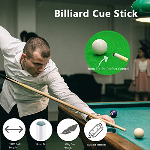 Pool Cue Stick 2 Piece Billiard Cue Sticks with 13mm Tip | Heavy Hitter Jump Break Cue Lightweight Portable Wooden Cue Stick Hand Painted Billiard Sticks for House Bar Club Men Women