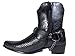 Alberto Fellini Men's Crocodile Prints Western Boots with Side Zipper,Belt Buckle and Chain (JPN)