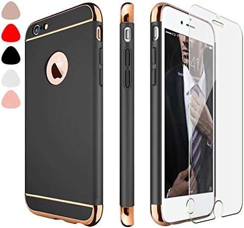 iphone 6 Case ,sxxissky 3-in-1 Ultra Thin [SUPER FEEL] Electroplate Metal Texture Bumper Slim Fit Plastic Hard Back Premium Case Cover &amp; Skin for Apple iPhone 6/ iPhone 6s 4.7 '' (Black)