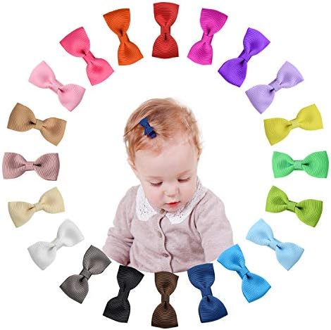 Shemay Tiny 2" Hair Bows Fully Covered Hair Clips for Baby Girls Toddlers Infants