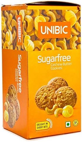 Sugar Free Cashew Butter Cookies - Pack of 4 X 75 Grams - 10.6 Ounces - UNIBIS
