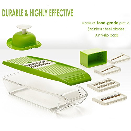 Mandolin Slicer Shule Vegetable Slicer with 5 Interchangeable Stainless Steel Blades–Food Slicer-Vegetable Cutter and Slicer-Cheese Slicer& Other Accessories