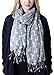 Anika Dali Bella Doxie Dachshund Dog Scarf with Tassels, Animal Lover Shawl (Grey Base, White Dog)