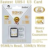 2 Pack 16GB Micro SDHC U3 Card Plus SD Adapter. Amplim Extreme Pro Class 10 UHS-I MicroSDHC 95MB/s Read 50MB/s Write. Ultra High Speed HD UHD 4K Video. Internal/External MicroSD Flash Memory Storage