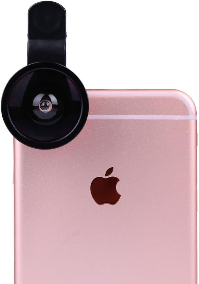 Iphone Lens 3 in 1 Lens Kit 0.4X Super Wide Angle Lens + Fisheye Lens + Macro Lens For iOS Android Smartphones (Red)