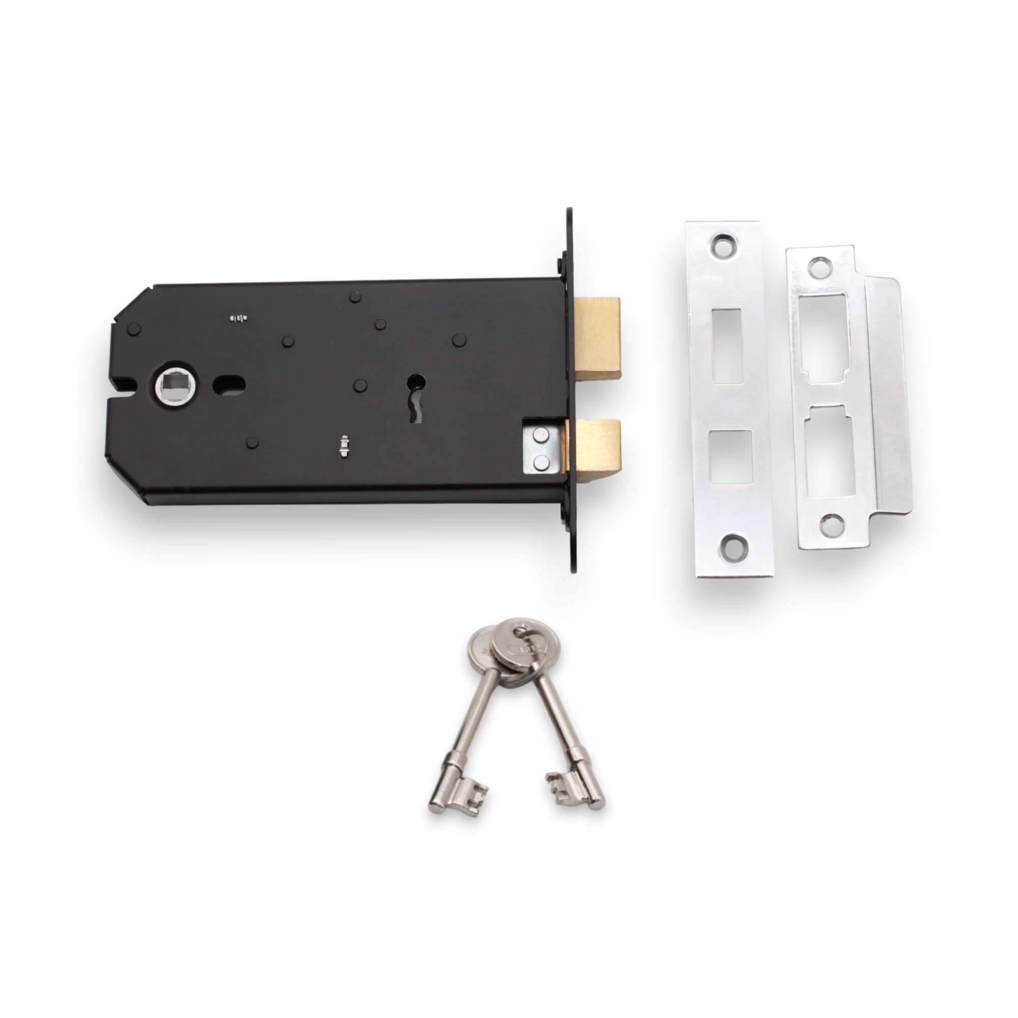 Horizontal mortice sash/Bath 6" Lock Suitable for Replacement of The Union 2077 (3 Lever Lock, Chrome)