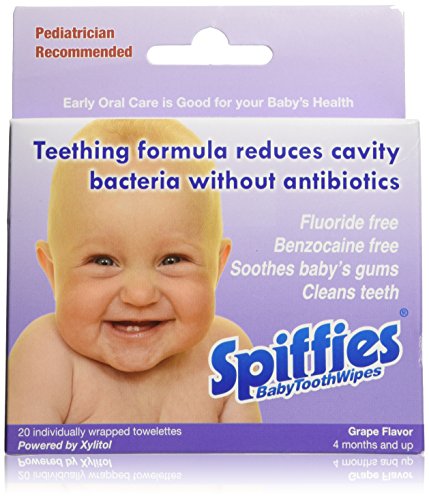 Spiffies Toothwipes, Grape Wipes, 20-Count ( Pack of 3) ( Pack May Vary )
