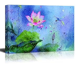 Canvas Wall Art Beautiful Abstract Flowers and Birds Painting Artwork for Home Prints Framed - 12x18 inches