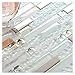 Sample Tile New Design TST Glass Metal Tile Iridescent White Glass Silver Mirror Stainless Steel Blends Interlocking Strip Wall Tiles (1 Sample [4''x12''])