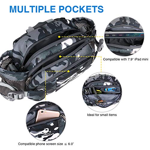 WATERFLY Fanny Pack with Water Bottle Holder Hiking Waist Packs for