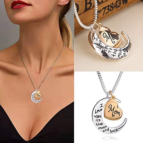 Balakie I Love You Mom Love Heart Necklace, Fashion Rhinestone Birthstone Necklace for Mom,Best Mom Jewelry Gift for Mother\'s Day (A)