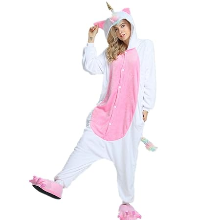 misslight Einhorn Pyjamas Kostüm Jumpsuit Tier Schlafanzug Erwachsene Schlafanzug Unisex Cosplay (Mane Unicorn, M)