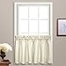 United Curtain Hamden Woven Waffle Kitchen Tiers, 55 by 36-Inch, Ivory, Set of 2