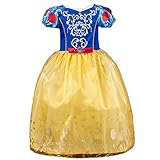 Mini Kitty Girls Snow White Dress Costume Princess Cosplay Dress Up,Yellow,120(5-6y)