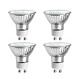 GE 50 Watt MR16 Halogen Light Bulb, Glass Cover, Dimmable, 360 Lumens, 120V, GU10 Base (4 Pack)