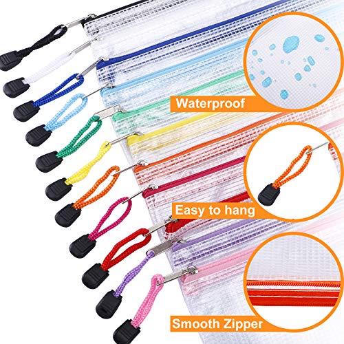 LABUK Mesh Bags with Zipper 38pcs A4 Size, Zipper Pouch Waterproof