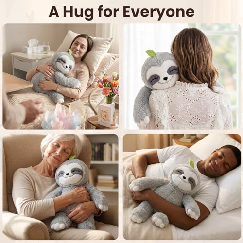 Mewaii Weighted Sloth Teddy Plush, 1.5KG Weighted Stuffed Animal 53CM Pillow for Kids, Soft Weighted Comfort & Cozy Plush Toy Sloth Gifts for Women Girls Adults