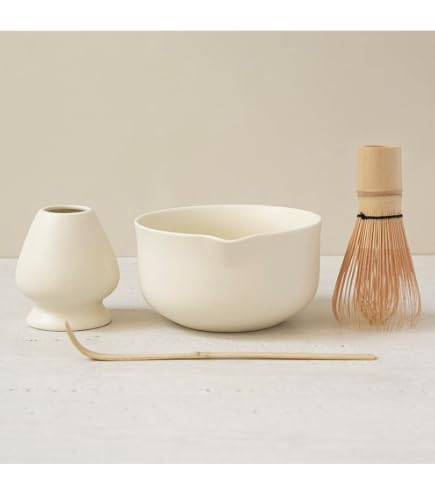 Set à Thé Matcha Japonais 6 Pièces - Fouet, Bol Céramique, Cuillère, Passoire, Porte-fouet (kit Manuel)
