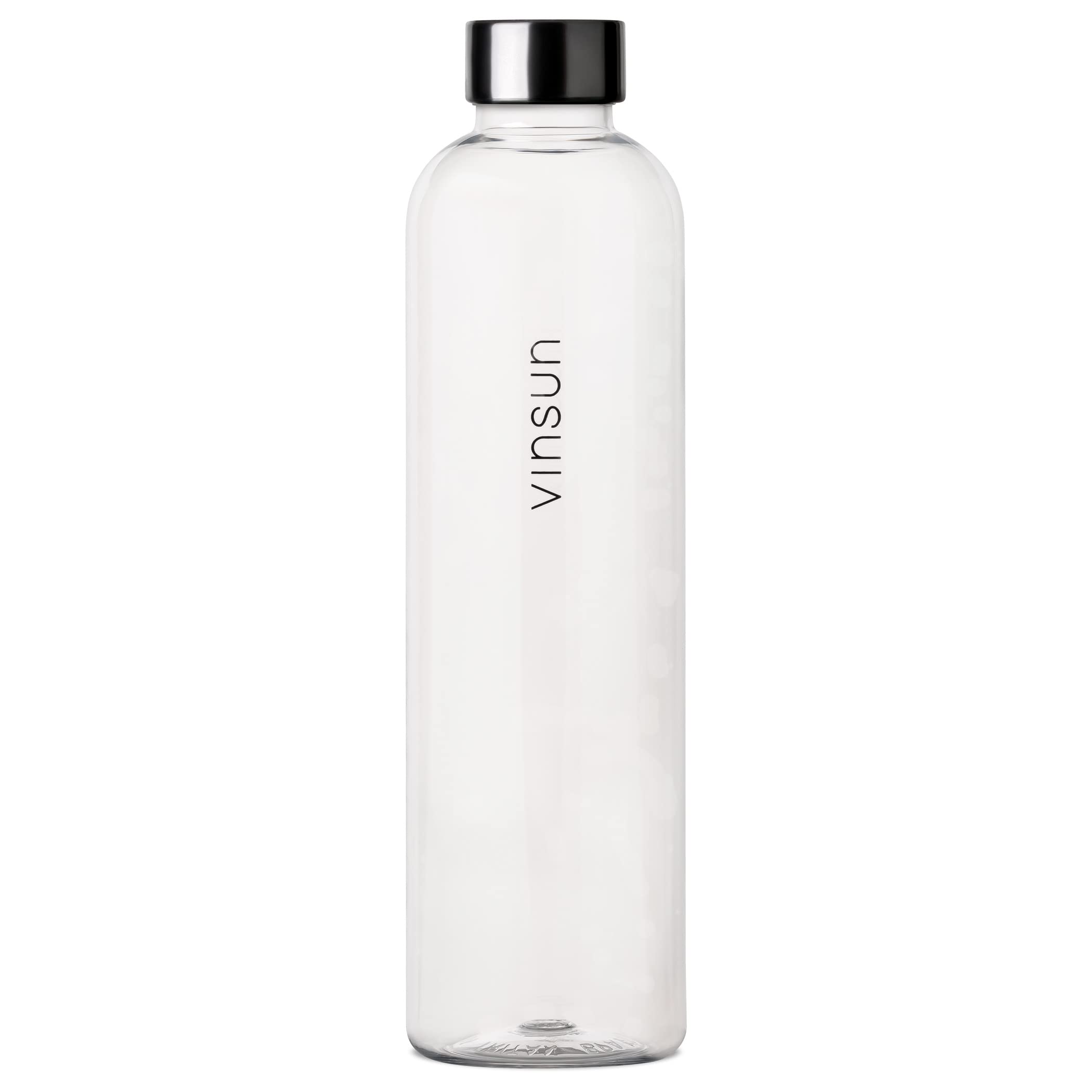 VINSUN Water Bottle 1L Transparent, Leak-proof Water Flask - BPA free, Reusable, Tritan - Drinks Bottle for Sports, Gym, Travel, School, Cycling, Running, Work