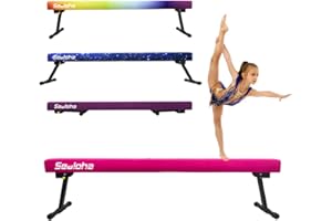 Sealoha 6ft Ultrasimple Adjustable&Foldable Balance Beam,High-Low Floor Beam Suede Gymnastics Equipment,No Tool Require, Gymnastics Beam for Training&Professional HomeTraining