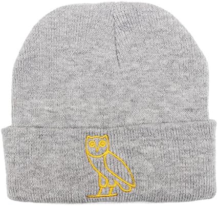 Facebecd Unisex Winter Soft Knit Slouchy Cool Owl Skull Beanie Hat,Grey,free size