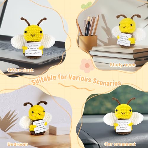 Gifts for Teacher, Thank You Gifts for Colleague, Employee, Boss, Nurse, Mentor, Retirement Leaving Gifts, Goodbye Gifts for Her, Hand-made Positive Crochet Bee